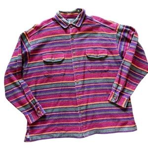 High Sierra Large 80s striped long sleeve button up shirt in pink & purple